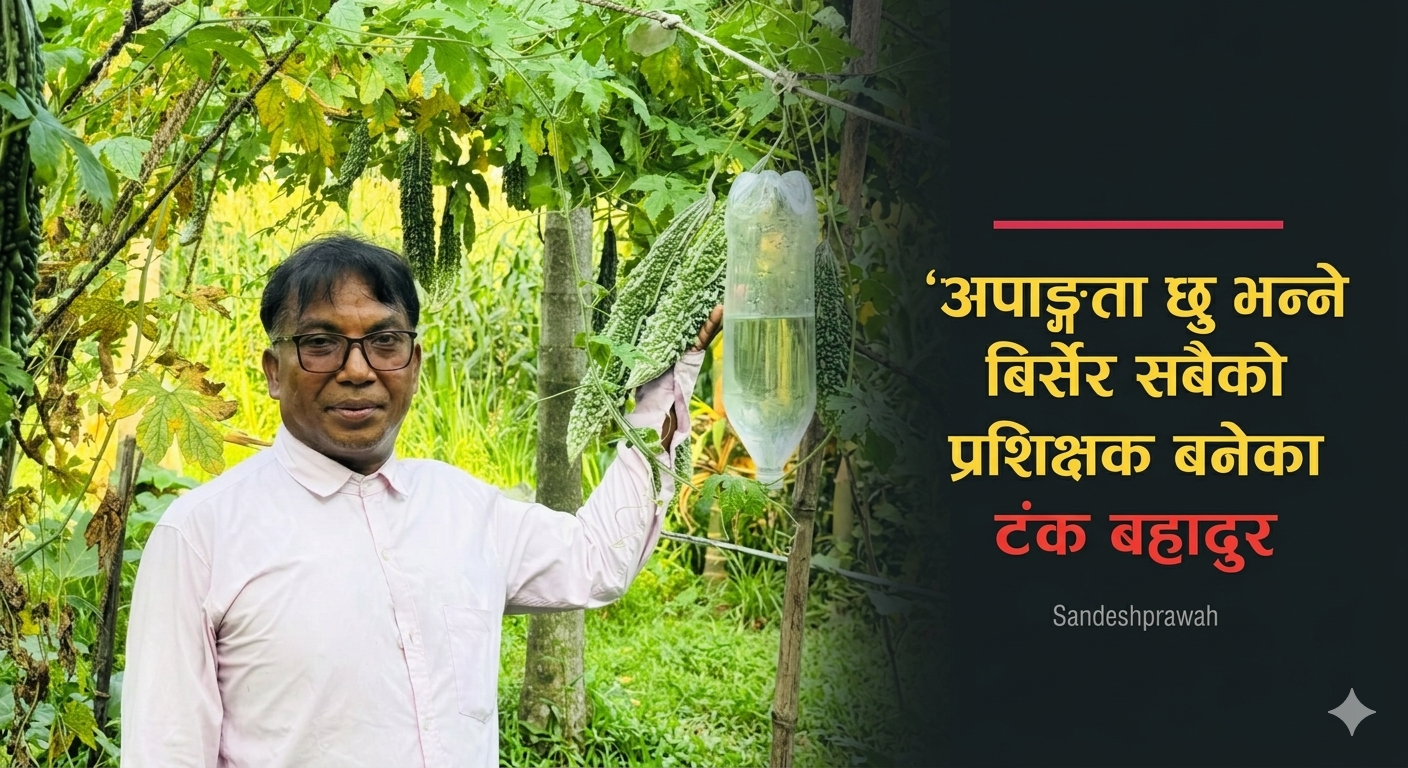 पोलियोलाई पराजित गर्दै आत्मनिर्भरताको उदाहरण बनेका लेटाङ्का टंक बहादुर।