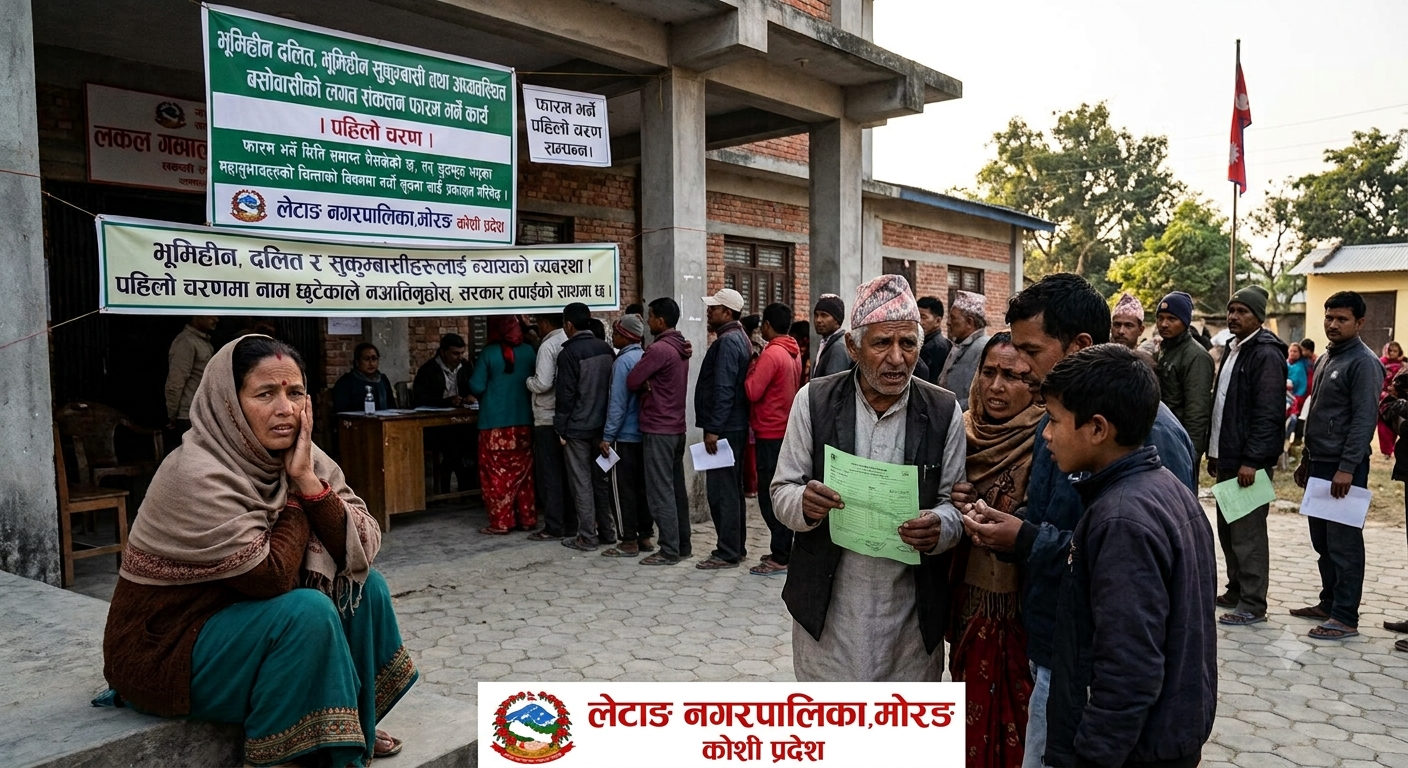 लेटाङमा निस्सा पाएकाले मात्रै जग्गा प्राप्तिको फाराम भर्न पाउने व्यवस्था, छुटेका भूमिहीन अन्योलमा।