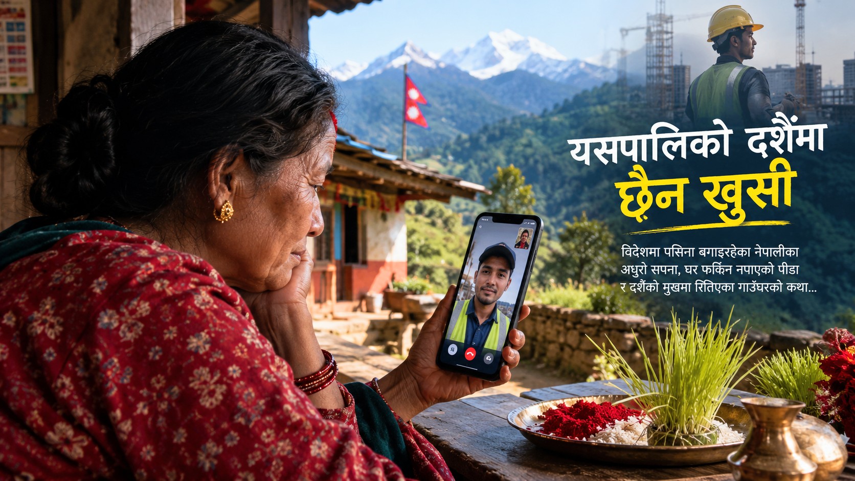 मोबाईलको पर्दामा सिमित बिदेशीको दशै,सबै परिवारमा छैन खुसि।